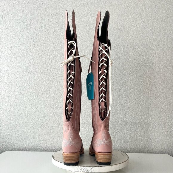 Lane LEXINGTON Over the Knee Womens Cowboy Boots 6.5 Pink Western Cowgirl Tall - Picture 3 of 15